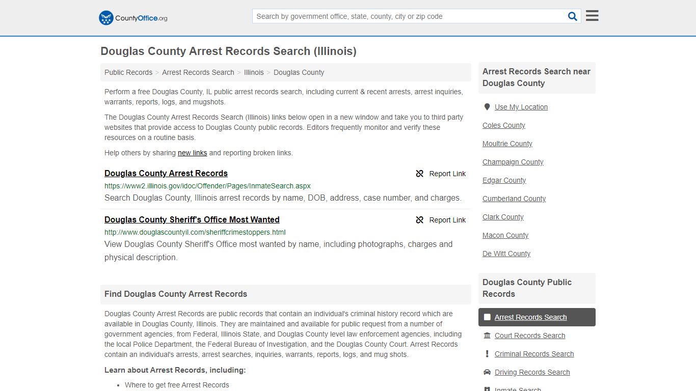Arrest Records Search - Douglas County, IL (Arrests & Mugshots)